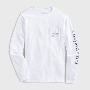 Mens Vintage Whale Long Sleeve Pocket Tee
